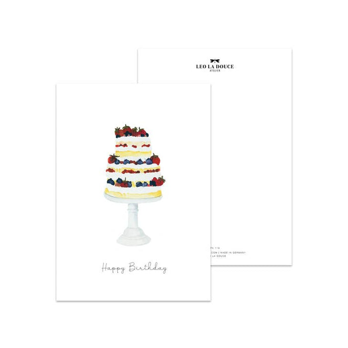 Ansichtkaart Happy Birthday Taart | Zonder Envelop