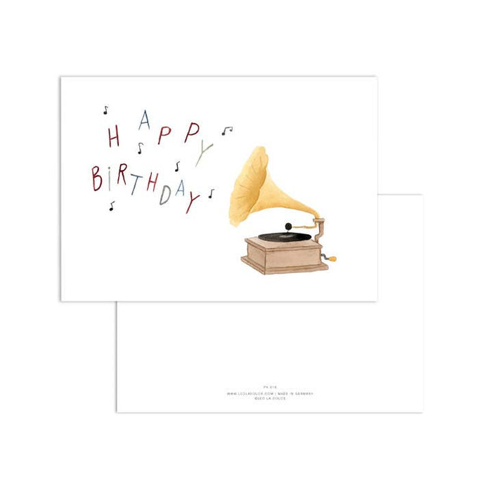 Kaart Happy Birthday Platenspeler/Grammofoon | Met Envelop