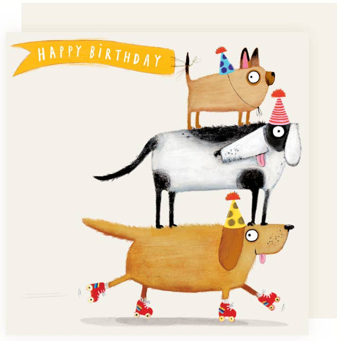 Carte Dogs de patinage d'anniversaire