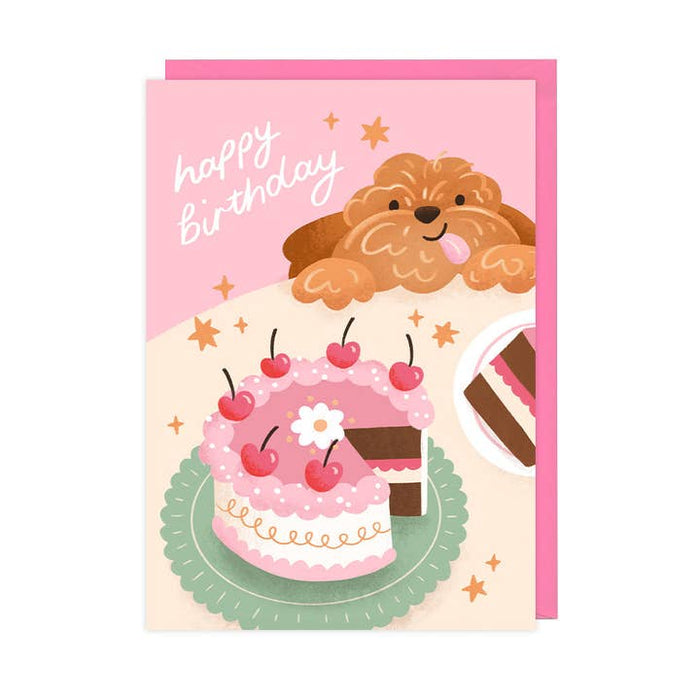 Kaart Happy Birthday Cockapoo + Cake