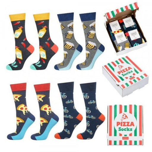 Set v. 4 Paar Heren Sokken In Pizzadoos Krossproducts | De online winkel voor hebbedingetjes