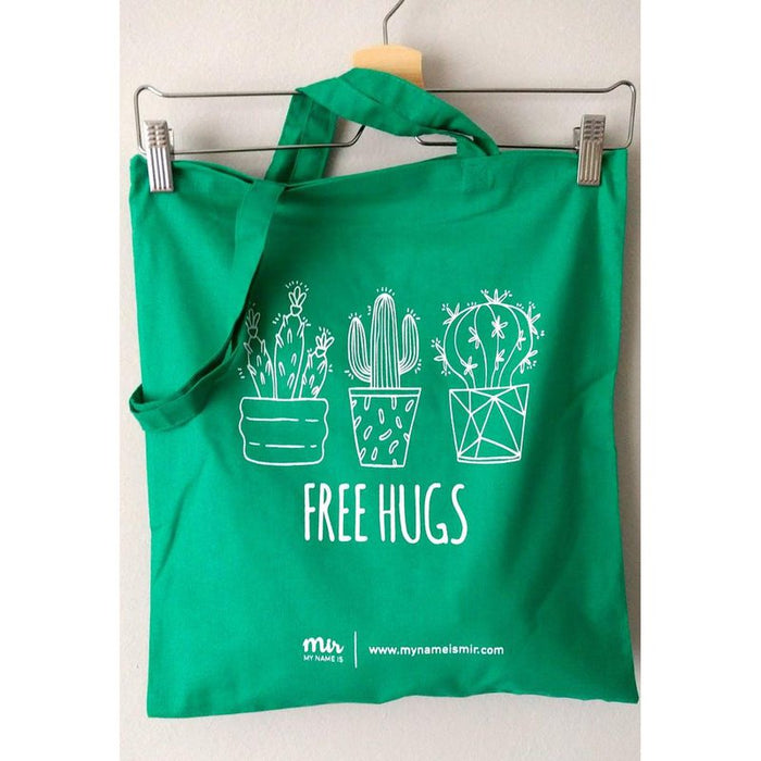 Canvas Tas Free Hugs | Groen Krossproducts | De online winkel voor hebbedingetjes