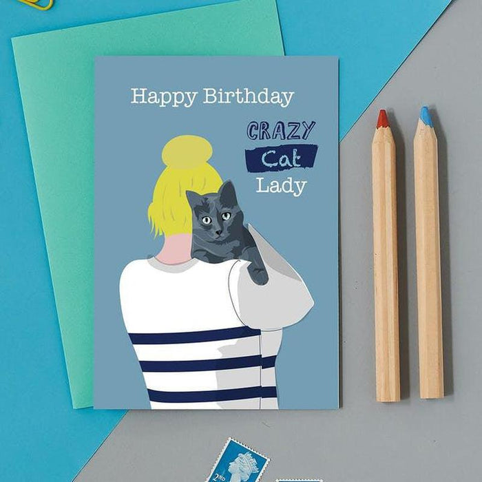 Kaart Happy Birthday Crazy Cat Lady Krossproducts | De online winkel voor hebbedingetjes
